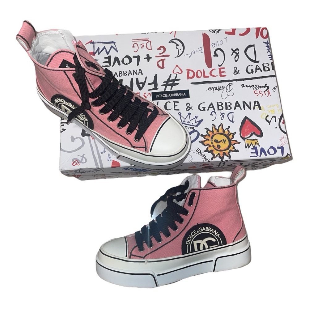 DOLCE & GABBANA

High-Top Marker‎ Trim Sneakers - Pink - Picture 3 of 10